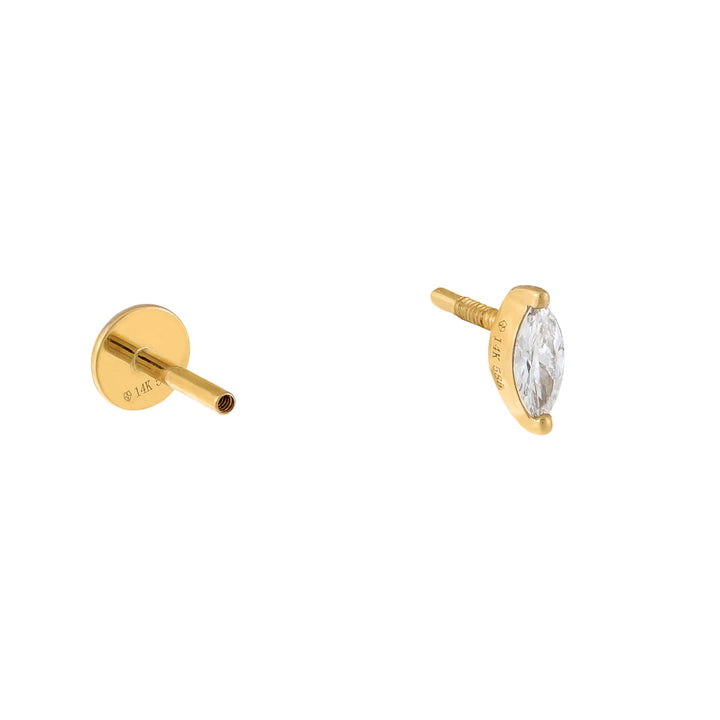  Diamond Marquise Threaded Stud Earring 14K - Adina Eden's Jewels