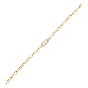 14K Gold Diamond Oval Link Bracelet 14K - Adina Eden's Jewels