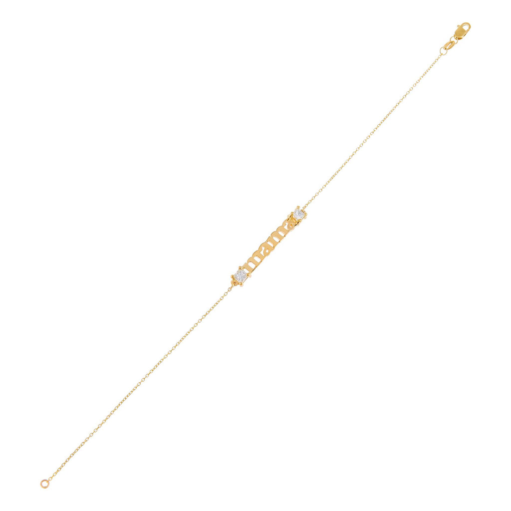 14K Gold Diamond Princess Cut Mama Bracelet 14K - Adina Eden's Jewels