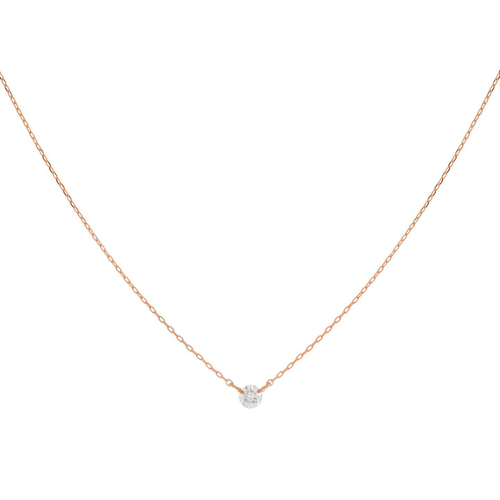 14K Rose Gold Tiny Diamond Solitaire Necklace 14K - Adina Eden's Jewels