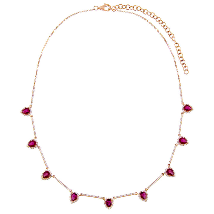  Diamond Magenta Teardrop Necklace 14K - Adina Eden's Jewels