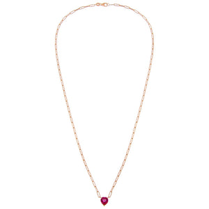  Diamond Topaz Heart Link Necklace 14K - Adina Eden's Jewels