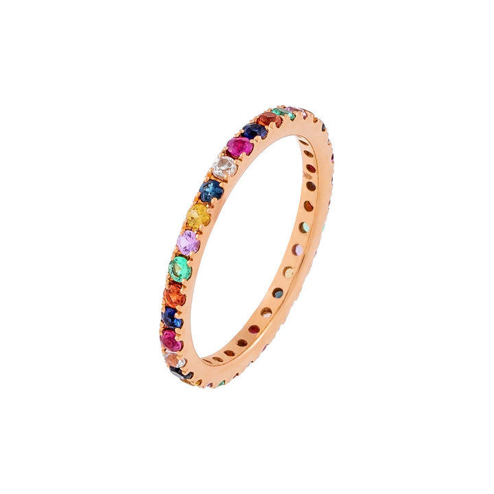 14K Rose Gold / 6.5 Diamond Thin Rainbow Ring 14K - Adina Eden's Jewels