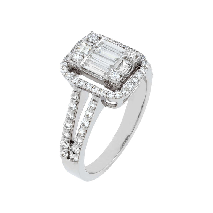 14K White Gold / 6.5 Emerald Diamond Illusion Ring 14K - Adina Eden's Jewels