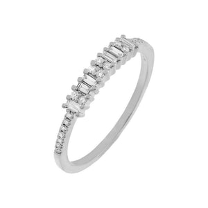 14K White Gold / 7 Diamond Baguette X Pavé Band 14K - Adina Eden's Jewels