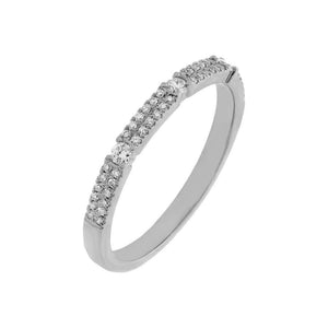 14K White Gold Diamond Double Row X Solitaire Band 14K - Adina Eden's Jewels