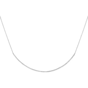 14K White Gold Diamond Tennis Scoop Bar Necklace 14K - Adina Eden's Jewels