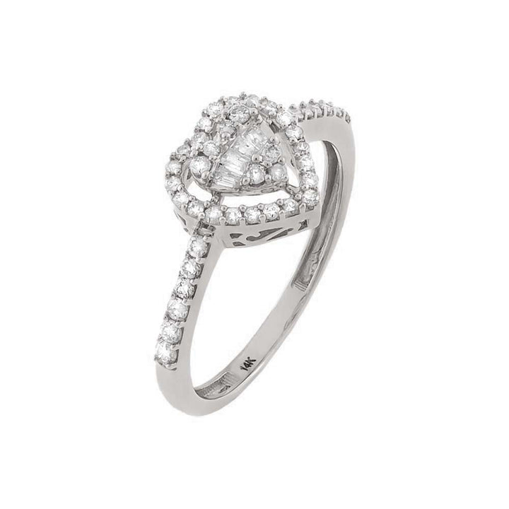 14K White Gold / 7 Heart Diamond Illusion Ring 14K - Adina Eden's Jewels