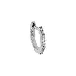 14K White Gold / Single Diamond Octagon Huggie Earring 14K - Adina Eden's Jewels