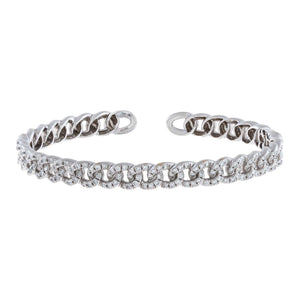 14K White Gold Diamond Chain Link Bangle 14K - Adina Eden's Jewels