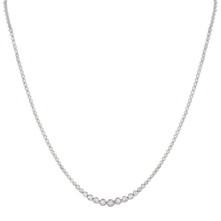 14K White Gold Graduated Diamond Necklace 14K - Adina Eden's Jewels