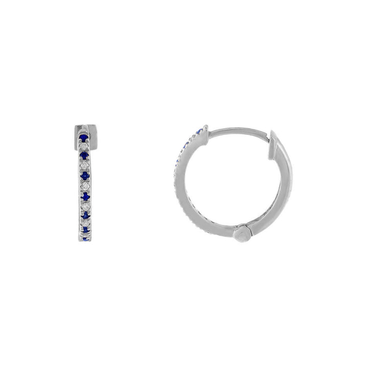 Sapphire Blue Diamond X Sapphire Huggie Earring 14K - Adina Eden's Jewels