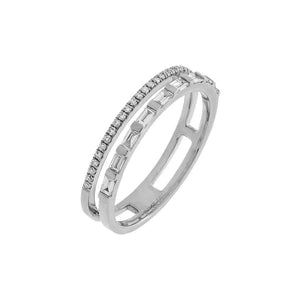 14K White Gold / 7 Diamond Double Ring 14K - Adina Eden's Jewels