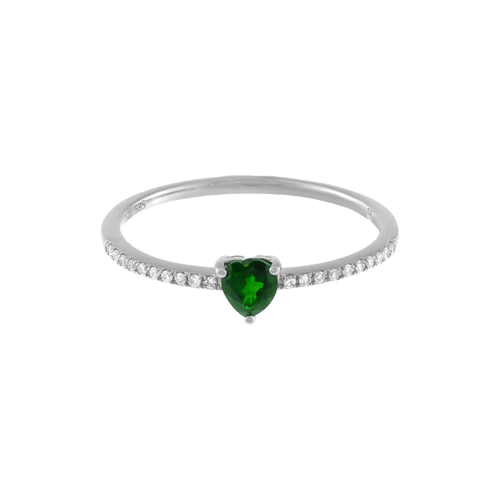  Diamond Pavé x Emerald Heart Ring 14K - Adina Eden's Jewels