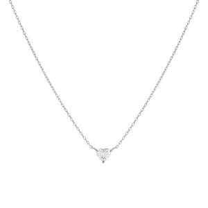14K White Gold Diamond Heart Necklace 14K - Adina Eden's Jewels