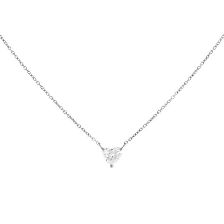 14K White Gold Diamond Tiny Heart Necklace 14K - Adina Eden's Jewels