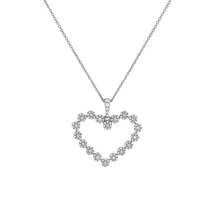 14K White Gold Pavé Diamond Open Heart Necklace 14K - Adina Eden's Jewels