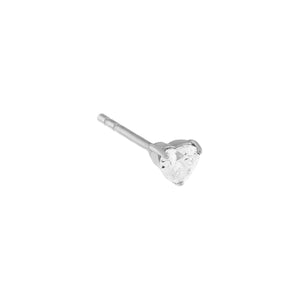 14K White Gold / Single Diamond Heart Stud Earring 14K - Adina Eden's Jewels