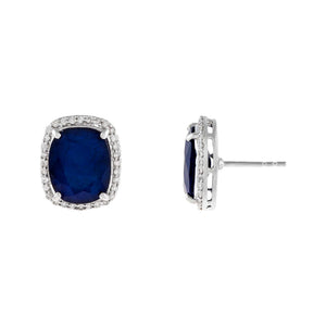 14K White Gold Diamond X Sapphire Stud Earring 14K - Adina Eden's Jewels