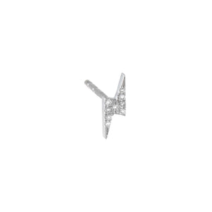 14K White Gold / Single Diamond Mini Lightning Bolt Stud Earring 14K - Adina Eden's Jewels