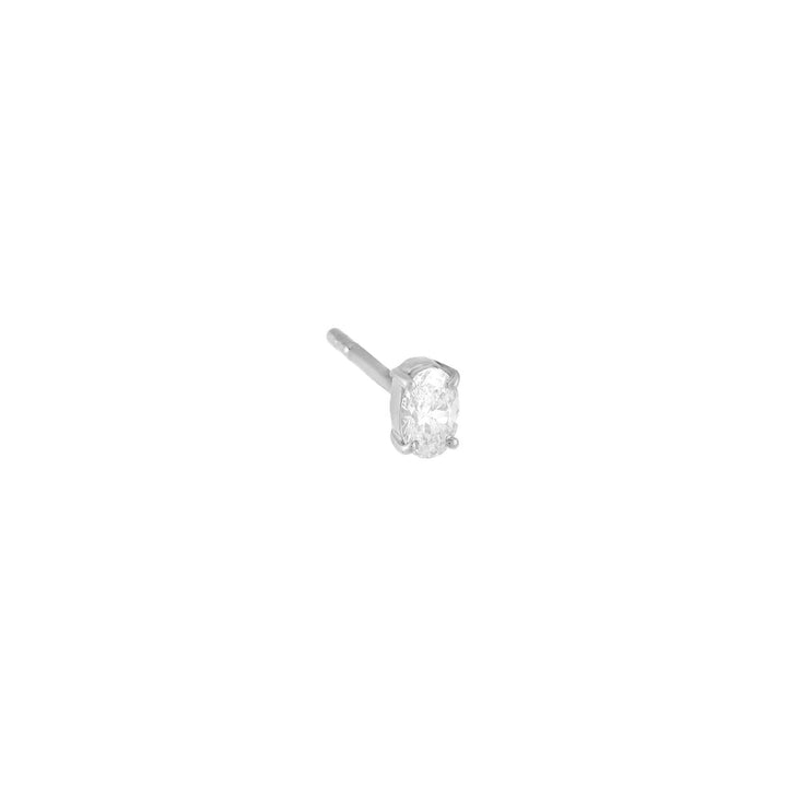 14K White Gold / Single Diamond Tiny Oval Stud Earring 14K - Adina Eden's Jewels