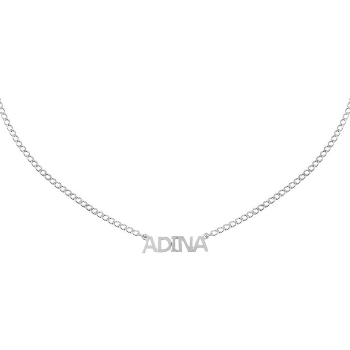 14K White Gold / 1 Mini Nameplate Choker 14K - Adina Eden's Jewels