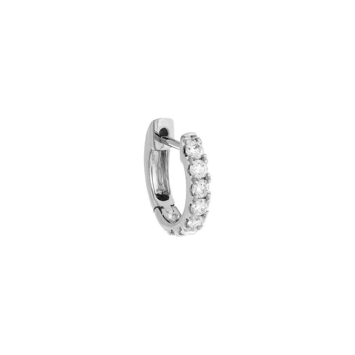 14K White Gold / Single Wide Diamond Huggie Earring 14K - Adina Eden's Jewels