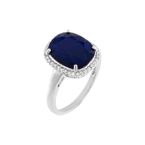 14K White Gold / 7 Diamond X Sapphire Ring 14K - Adina Eden's Jewels