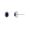 14K White Gold Diamond X Sapphire Oval Stud Earring 14K - Adina Eden's Jewels