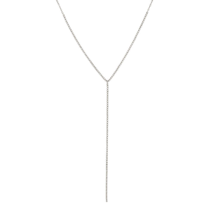 14K White Gold / 4.5 Carat Diamond Tennis Lariat Necklace 14K - Adina Eden's Jewels