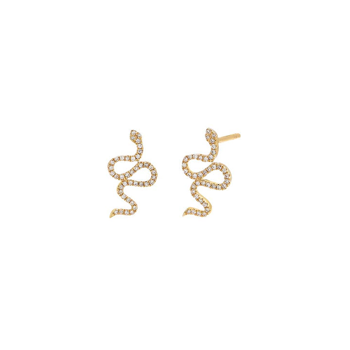 14K Gold / Single Diamond Snake Stud Earring 14K - Adina Eden's Jewels