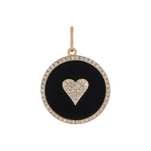 Onyx Diamond Onyx Heart Charm 14K - Adina Eden's Jewels