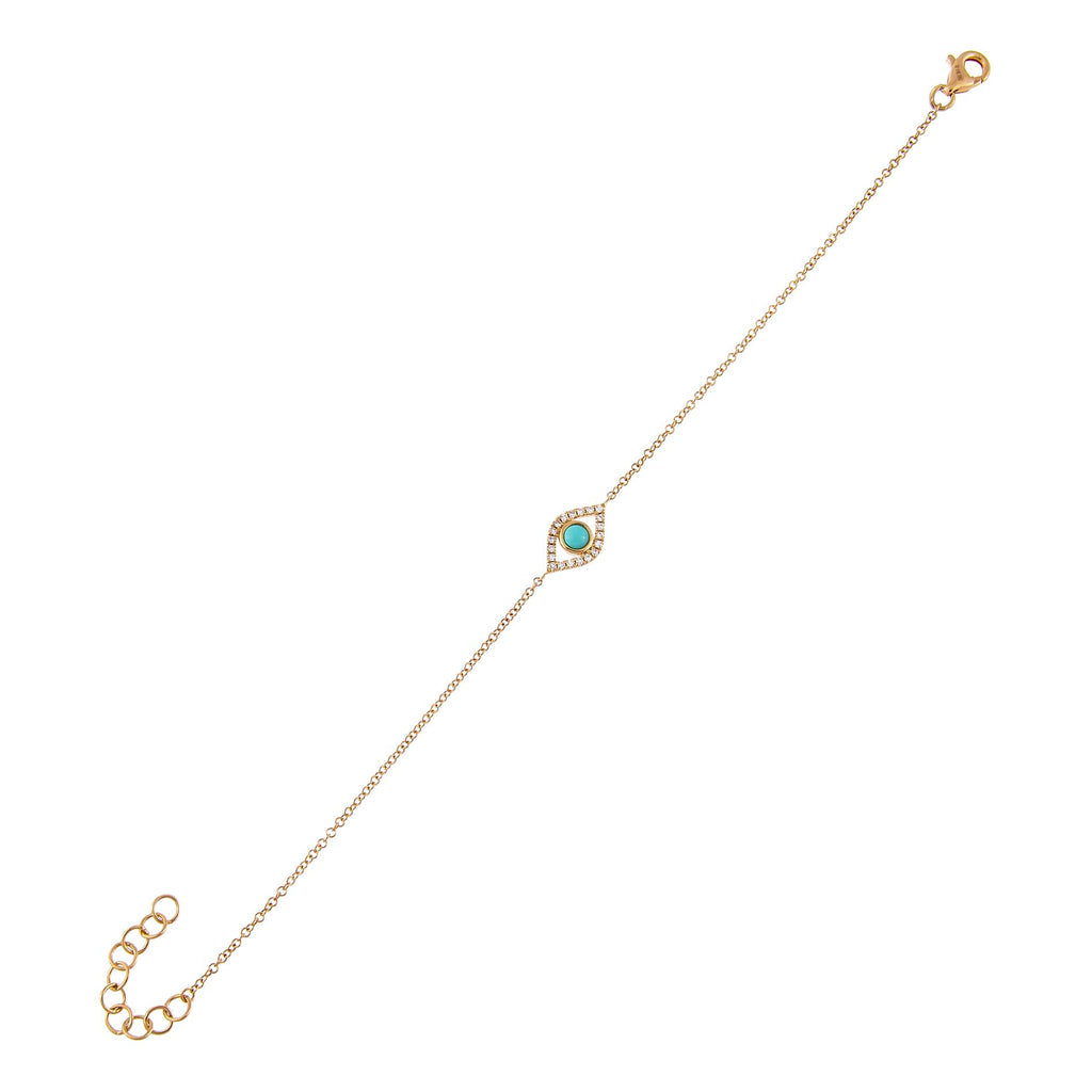 Turquoise Turquoise Evil Eye Bracelet 14K - Adina Eden's Jewels