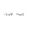 14K White Gold / Pair Curved CZ Spike Bar Stud Earring 14K - Adina Eden's Jewels