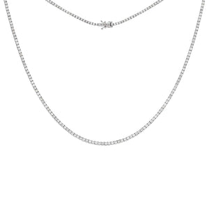 14K White Gold / 16IN 3 Carat Diamond Four Prong Tennis Necklace 14K - Adina Eden's Jewels