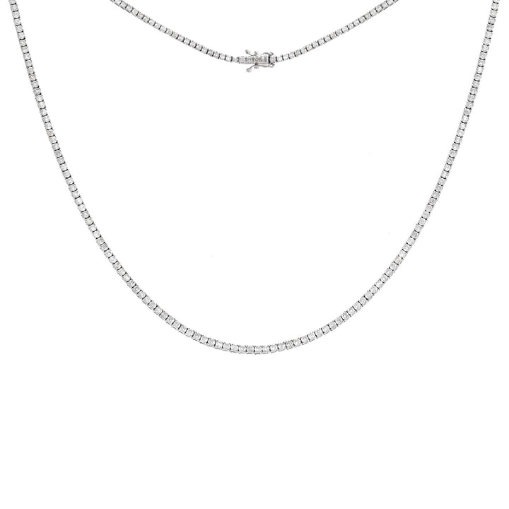 14K White Gold / 14IN Diamond 4 Prong Tennis Necklace 14K - Adina Eden's Jewels