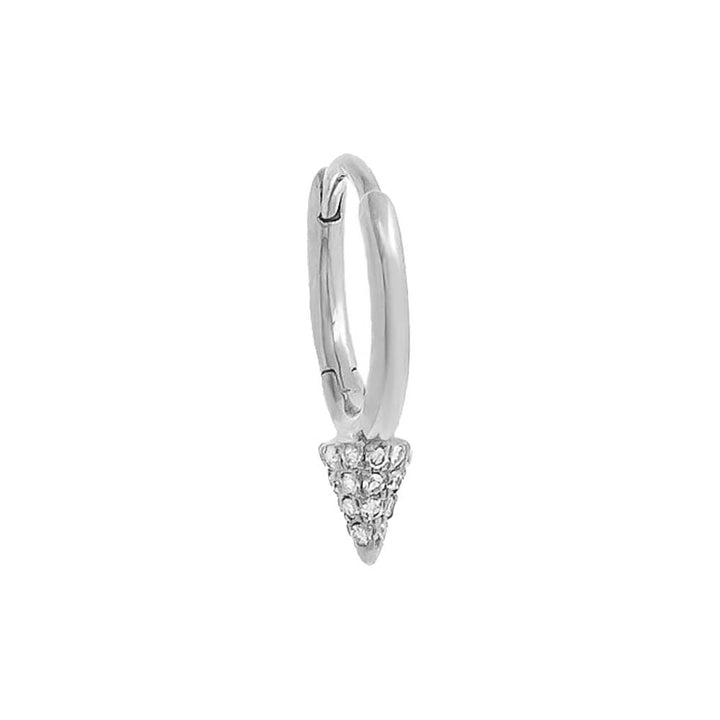 14K White Gold / Single Diamond Point Huggie Earring 14K - Adina Eden's Jewels