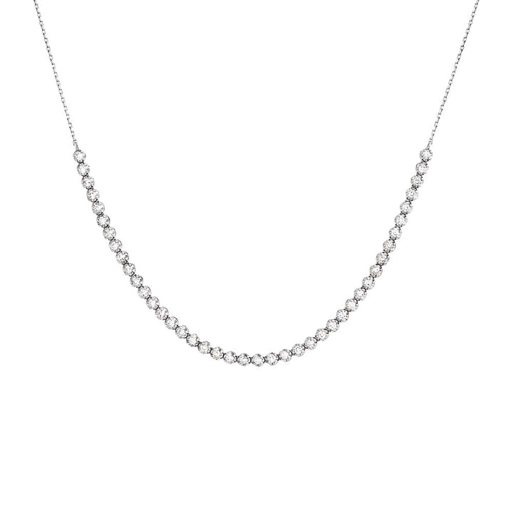 14K White Gold Diamond Thin Half Tennis Necklace 14K - Adina Eden's Jewels