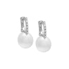 14K White Gold Diamond X Pearl Huggie Earring 14K - Adina Eden's Jewels