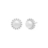 14K White Gold Pearl X Diamond Multi Prong Stud Earring 14K - Adina Eden's Jewels