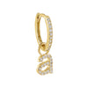 Gold / F Pavé Lowercase Initial Huggie Earring - Adina Eden's Jewels