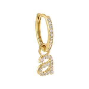 Gold / F Pavé Lowercase Initial Huggie Earring - Adina Eden's Jewels