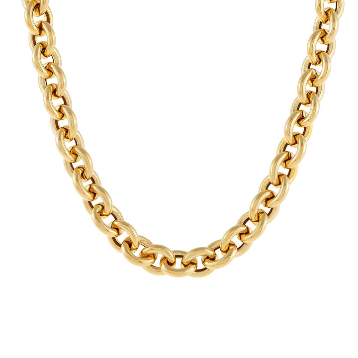 14K Gold / 18.5" / 10 MM Hollow Rounded Rolo Necklace 14K - Adina Eden's Jewels