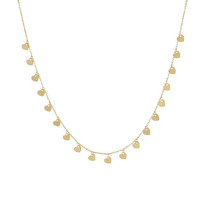 14K Gold Multi Dangling Heart Necklace 14K - Adina Eden's Jewels