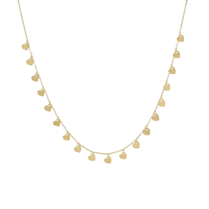 14K Gold Multi Dangling Heart Necklace 14K - Adina Eden's Jewels