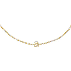 Gold / F Lowercase Initial Tennis Choker - Adina Eden's Jewels