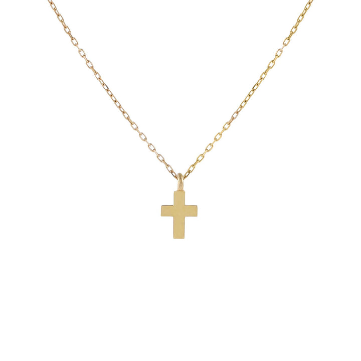 14K Gold Tiny Solid Cross Necklace 14K - Adina Eden's Jewels
