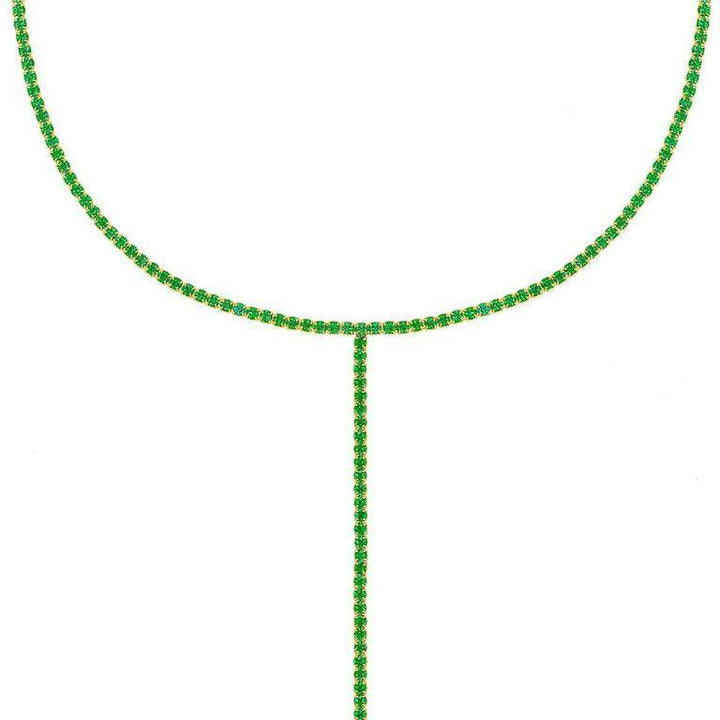 Green and Gold Colored Tennis Lariat - Adina Eden's Jewels