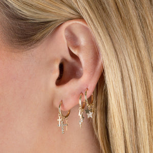  CZ X Solid Multi Cross Hoop Earring 14K - Adina Eden's Jewels