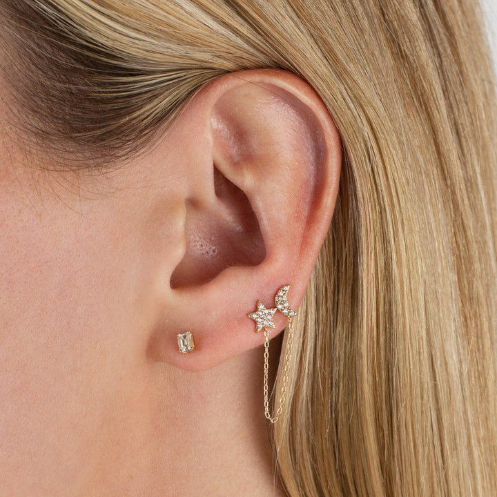  Diamond Baguette Stud Earring 14K - Adina Eden's Jewels